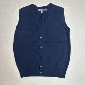HTG 81 Navy Blue V-Neck Button-Up Sweater Vest, Size L